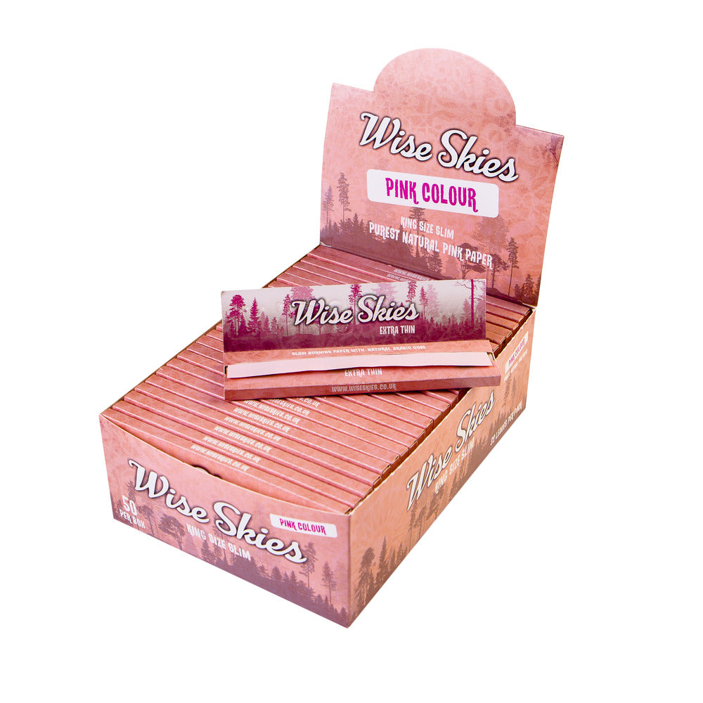 WISE SKIES King Size Slim Pink Papers (50 per box) BOX