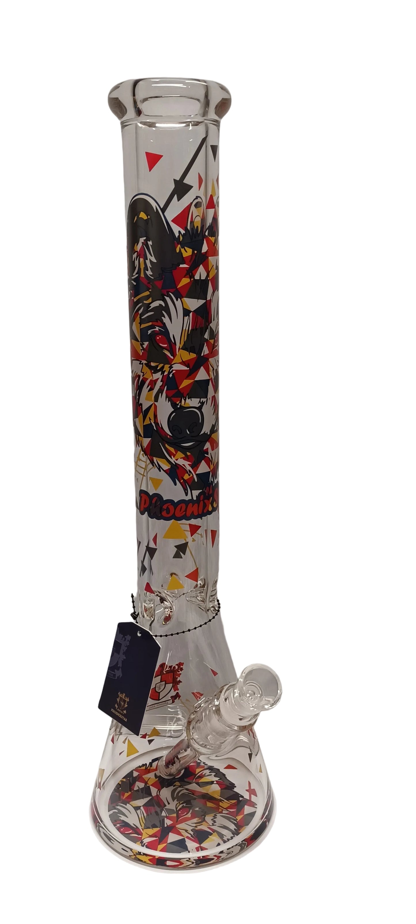 Phoenix Star 18 Inch Wolf Decals Cartoon Design Beaker Bong with Ice Catcher