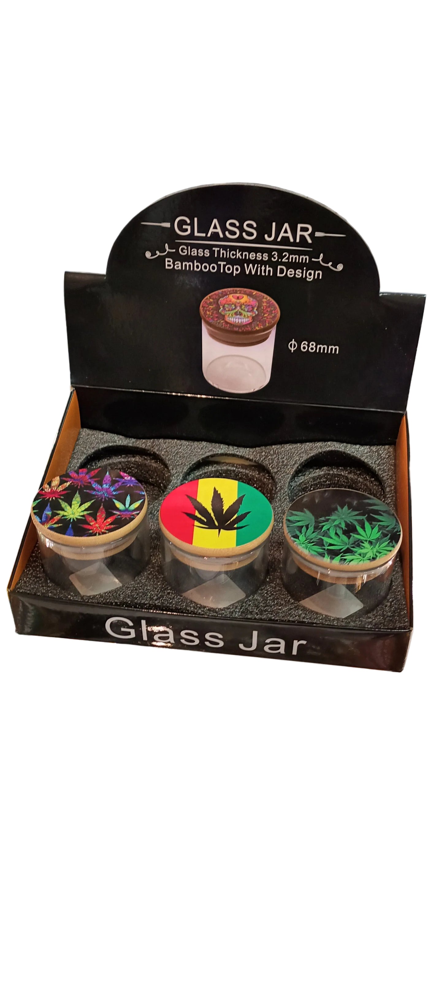 Clear Bamboo Top Glass Jars (50x 68mm)