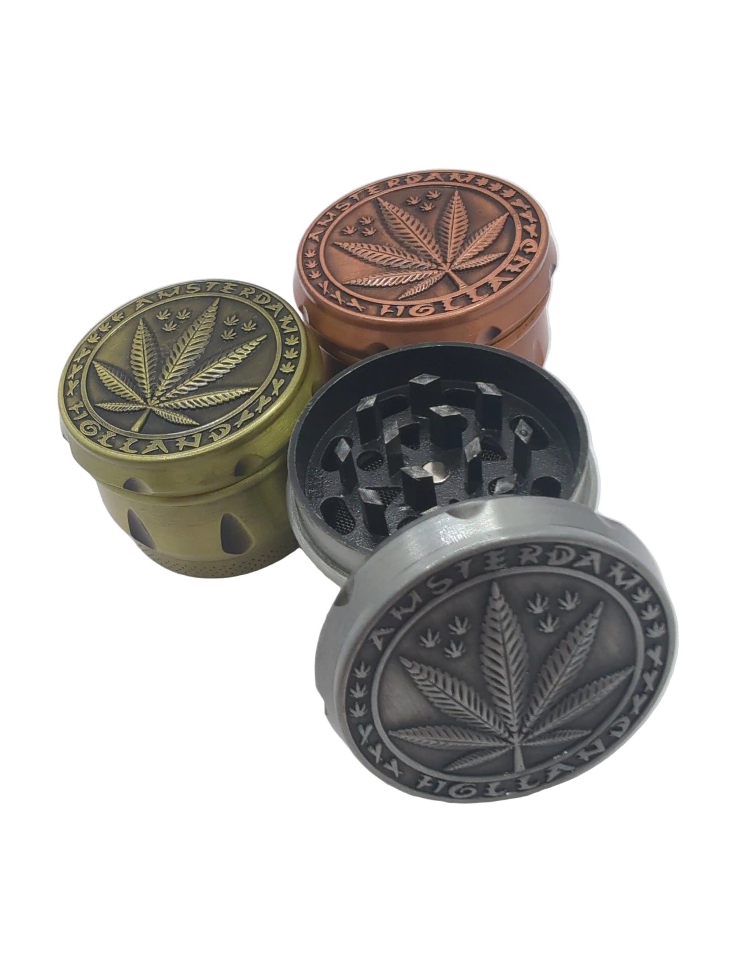 Pocket Size 3-Part Silver Leaf Design Metal Handmuller