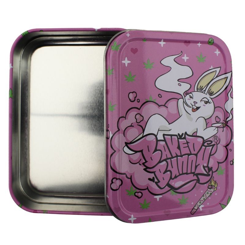Metal Stash Tobacco Tins - Pink Bunny Design