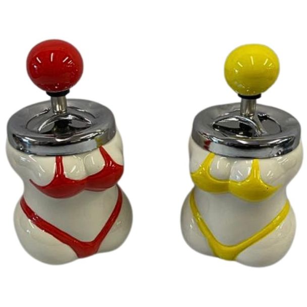 Spinning Ashtray Ceramic "Ladies" Design - Assorted
