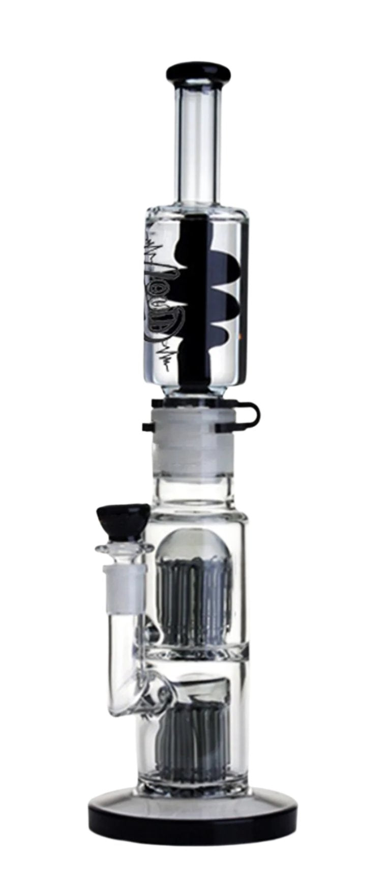 38cm LOUD Double Perc Glass Waterpipe (2-Part)