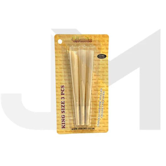 4Smoke King Size 3 piece Natural Black Pre-rolled Rolling Paper - Cones - 10 Pack