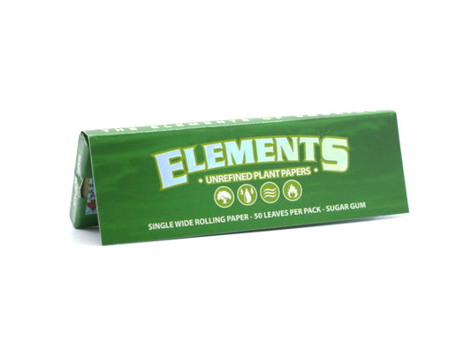 Elements Single Wide Rolling Papers GREEN Single Wide (50 Per Box)