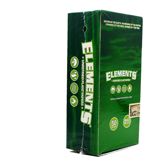 Elements Single Wide Rolling Papers GREEN Single Wide (50 Per Box)