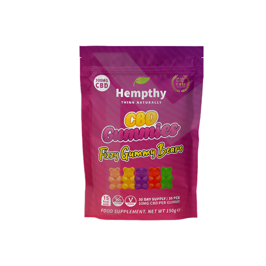 Hempthy 300mg CBD Gummies 30 Ct Pouch - Fizzy Gummy Bears