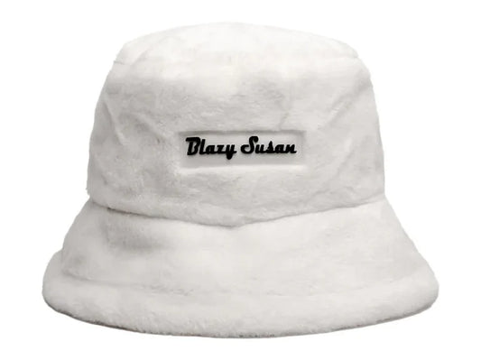 Blazy Susan Fuzzy Bucket Hat - White