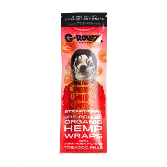 G-ROLLZ - 4x Strawberry Hemp Wrap + Corn Husk Tip - Single Pack