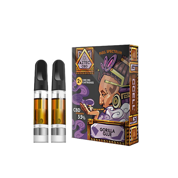 Aztec CBD 2 x 1000mg 55% CBD Cartridge Kit - 1ml - Gorilla Glue
