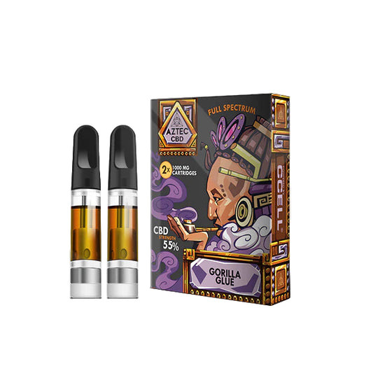 Aztec CBD 2 x 1000mg 55% CBD Cartridge Kit - 1ml - Gorilla Glue