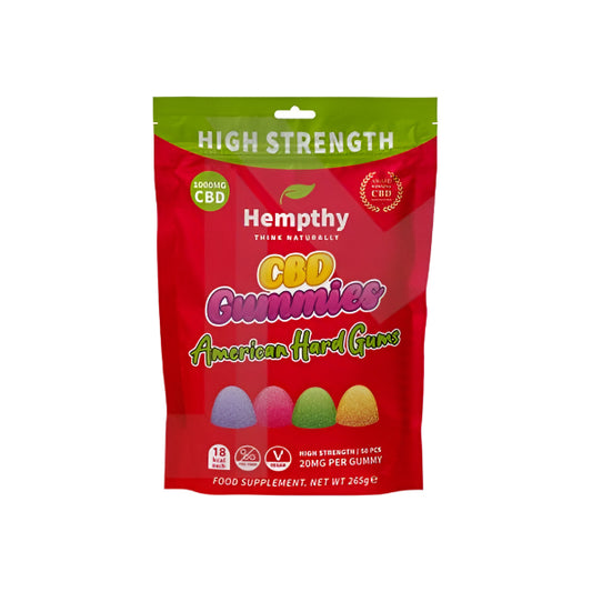 Hempthy 1000mg CBD American Hard Gums Gummies - 50 Pieces