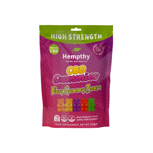 Hempthy 1000mg CBD Fizzy Gummy Bears Gummies - 50 Pieces
