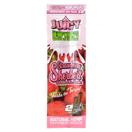 Juicy Jay Hemp Wraps - Terp Enhanced - Strawberry Sherbet - 10 Pack