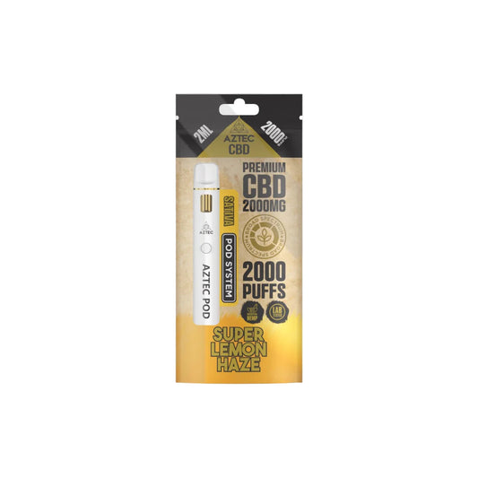 Aztec CBD 2000mg Broad Spectrum Starter Pro Pod Vape Kit 2000 Puffs - Super Lemon Haze