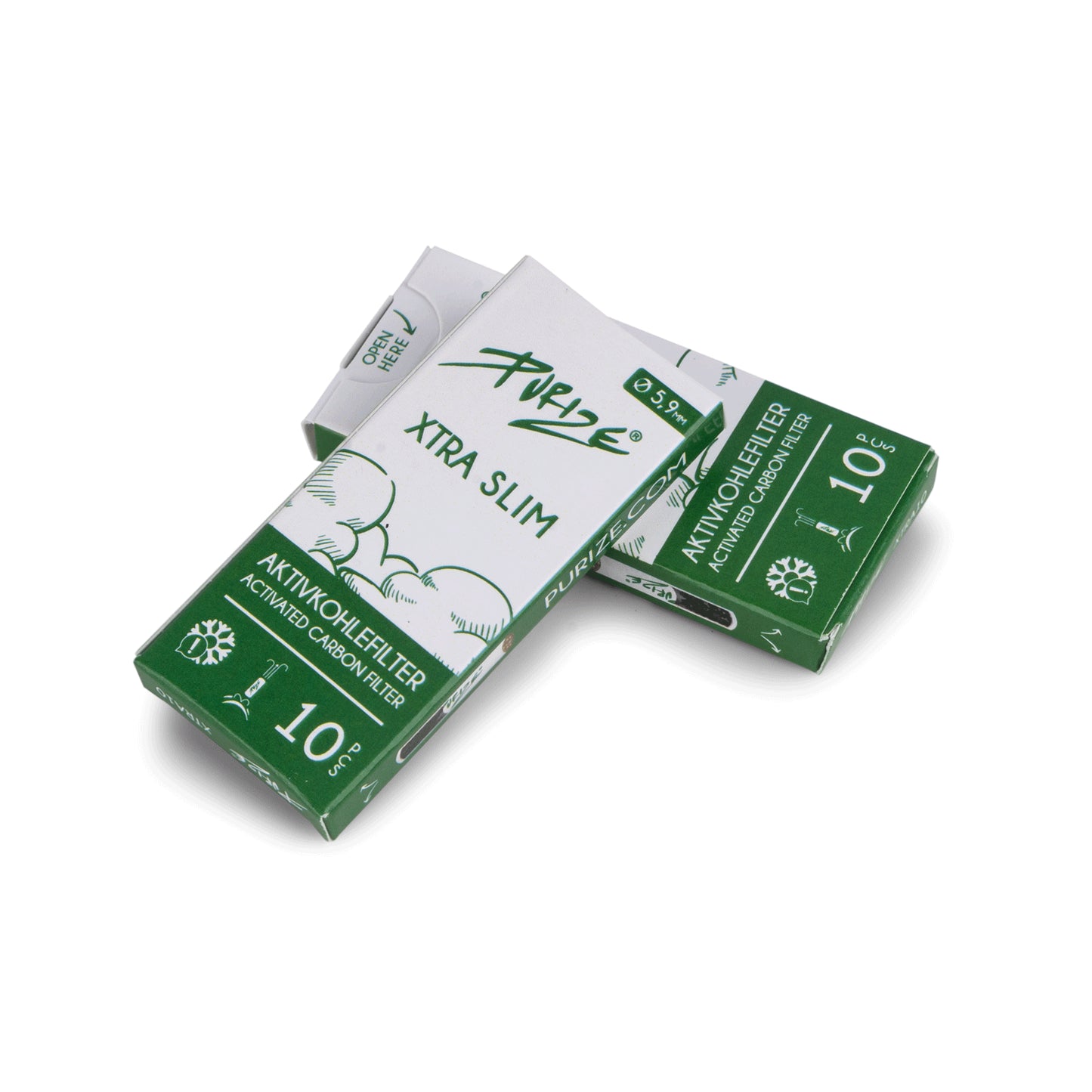 Purize | 50 Xtra Slim Size White Filters per pack Ø:5,9mm x 26,9mm