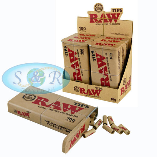RAW PRE-ROLLED Tips Tin (100) (6 in a box)