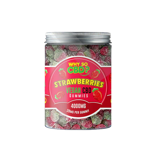 Why So CBD? 4000mg Broad Spectrum CBD Large Vegan Gummies - 11 Flavours - Strawberries