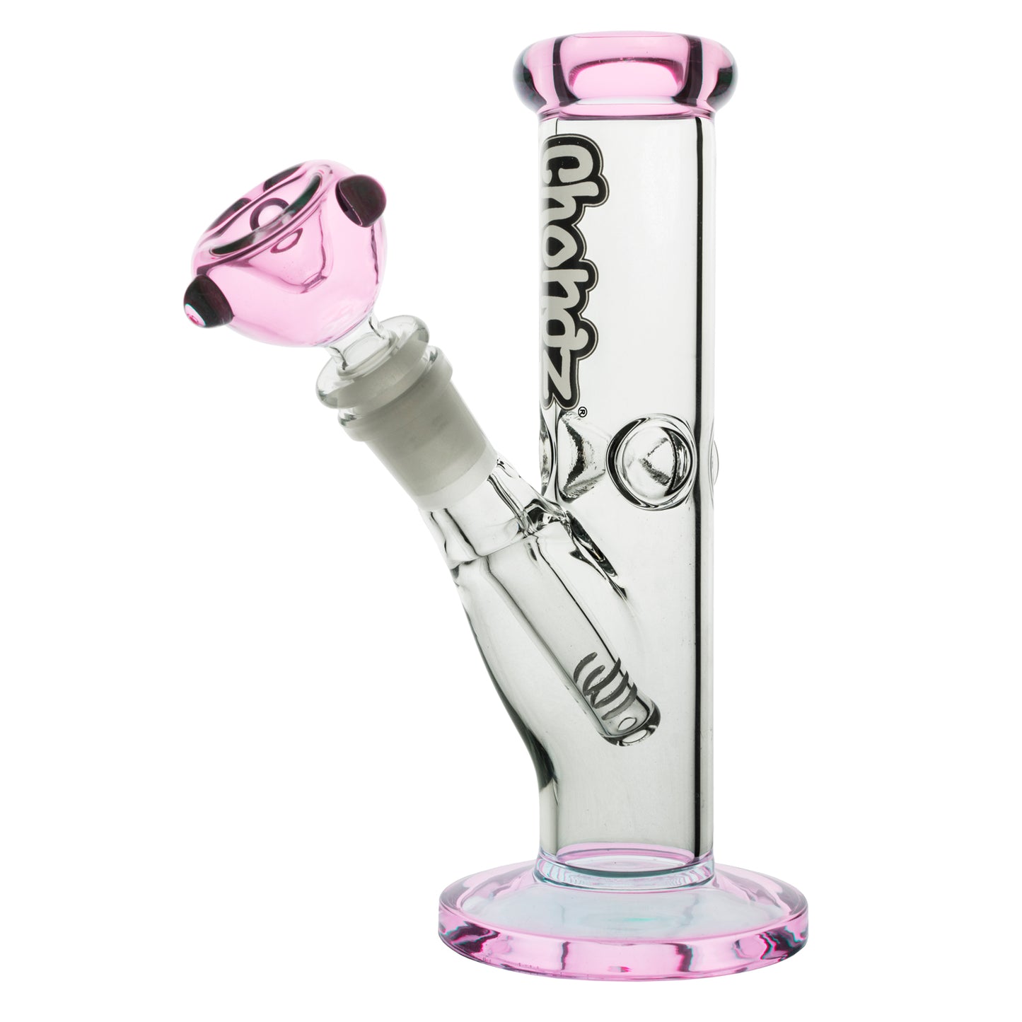 Glass Chongz Bozo 21cm Ice with Pink Accents