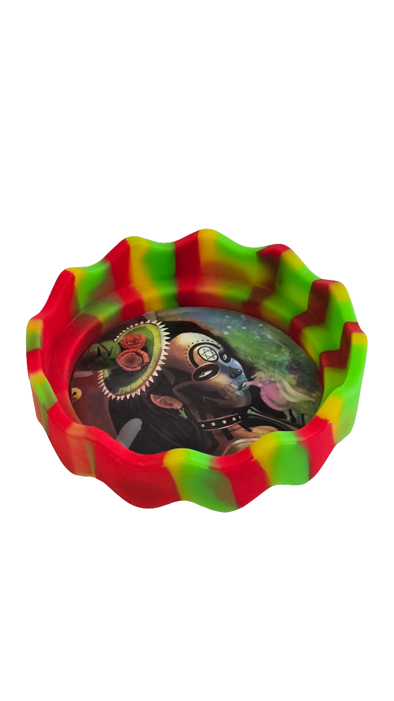 Silicone Ashtray - Wavy with Design - A12