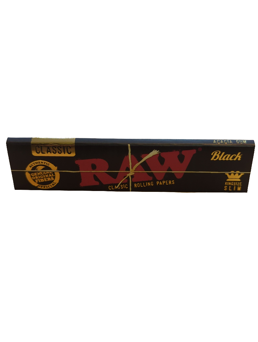 RAW BLACK CLASSIC King Size Slim Rolling Papers (50 per box)