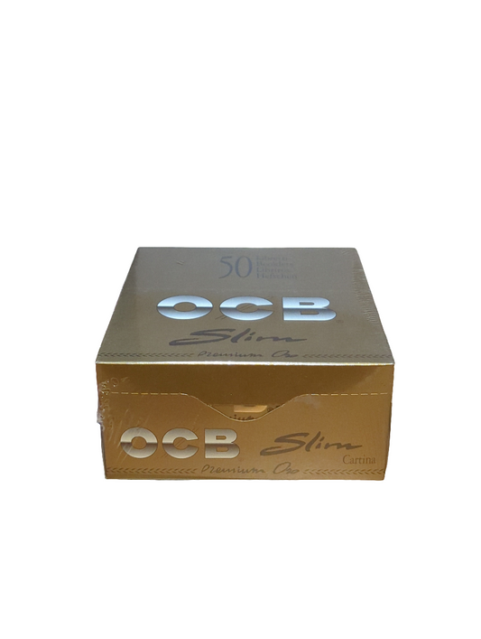 OCB GOLD Premium King Size Slim Rolling Papers - OCB Rolling Papers Cartina Gold - (Pack of 50) BOX