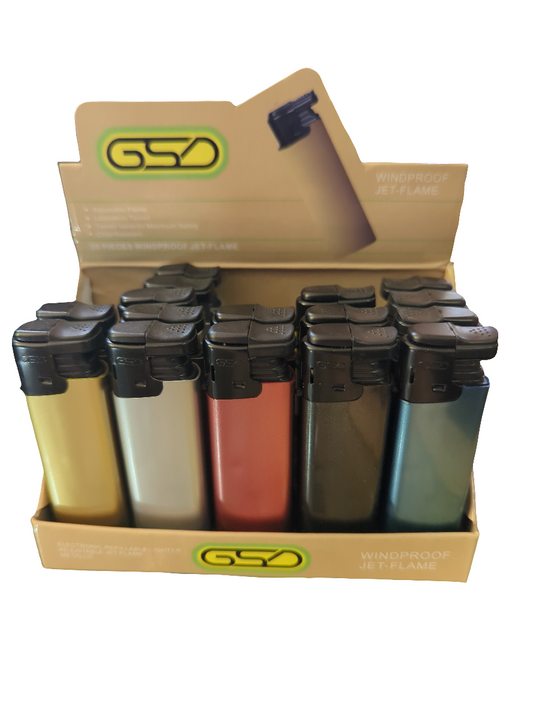 GSD Metallic Windproof Jet Flame Refillable Electronic Lighters WPL-01