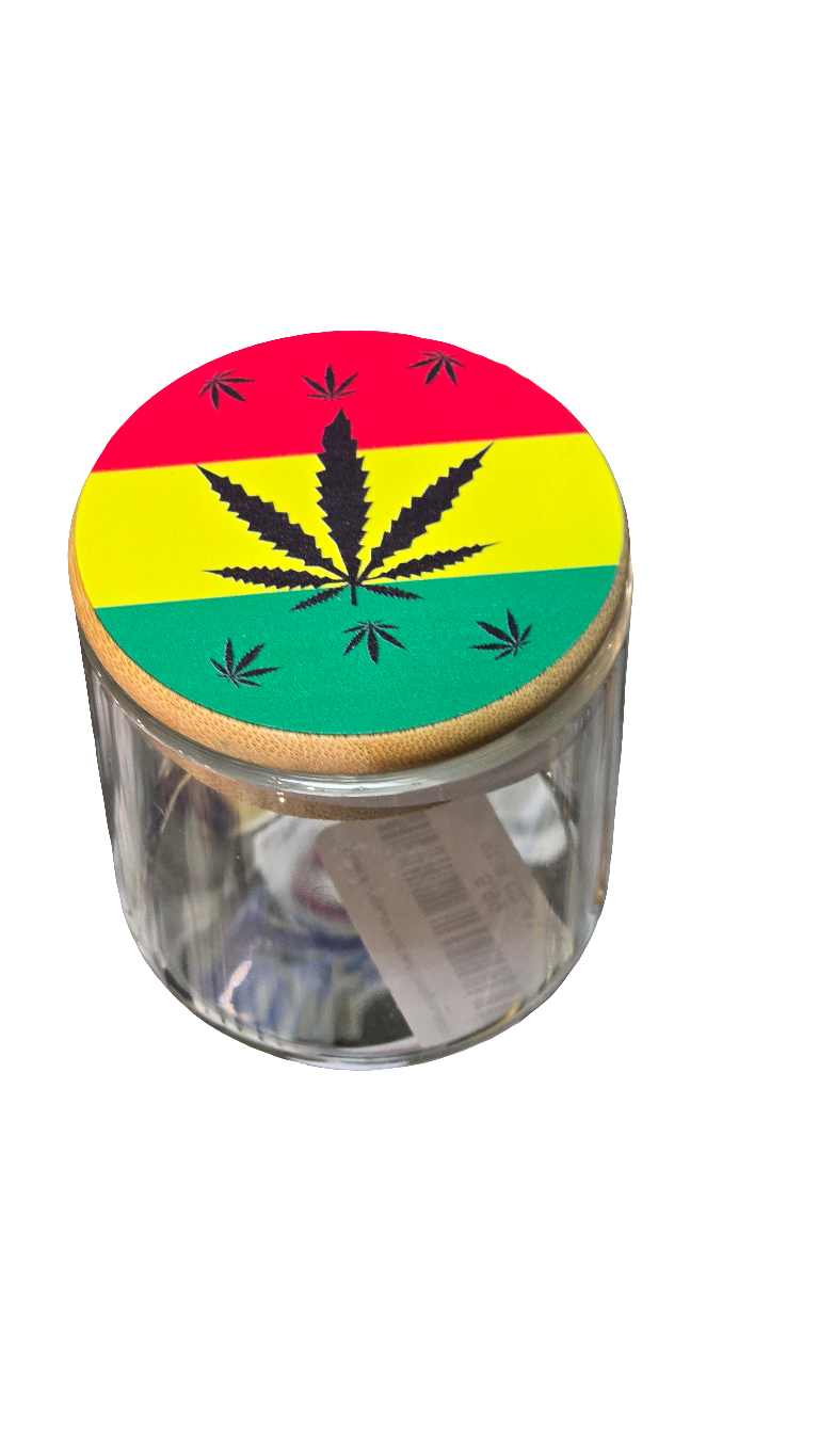 Glass Storage Jar Asst leaf Designs