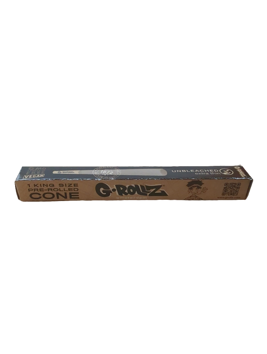 G-ROLLZ - KS Unbleached Extra Thin Pre-Rolled Single Cones Display 10 Pack