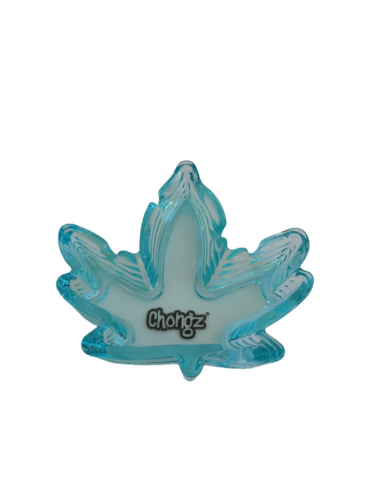 Chongz Blue Leaf Shaped Glass Ashtray