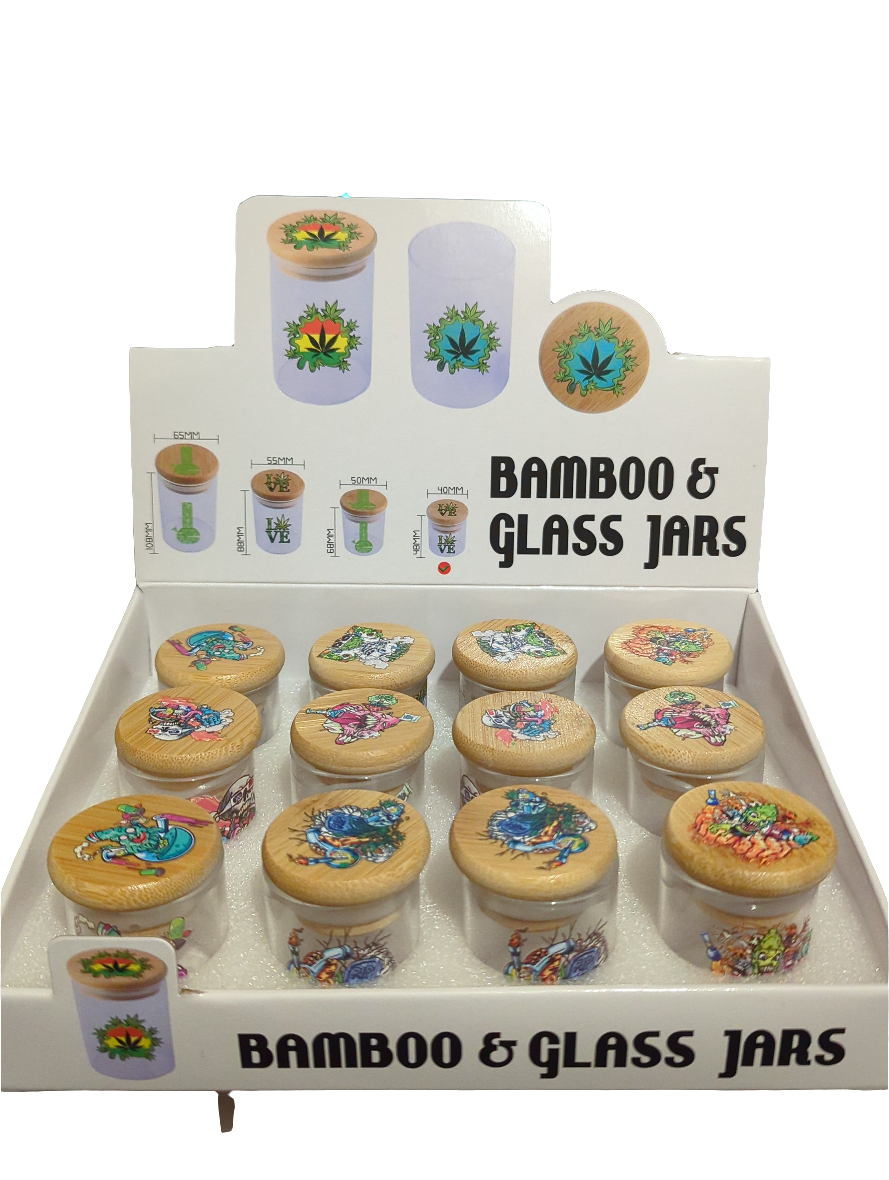 Clear Bamboo & Glass Jars (48 x 40mm)