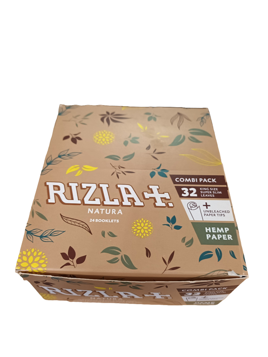 RIZLA Natura Combi Pack - King Size Slim Rolling Papers + Paper Tips BOX
