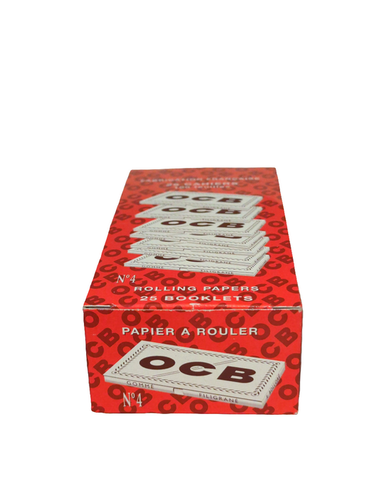 OCB WHITE Rolling Papers Small Lightweight - No 4 Double Regular/Small (Box of 25 Packs) BOX