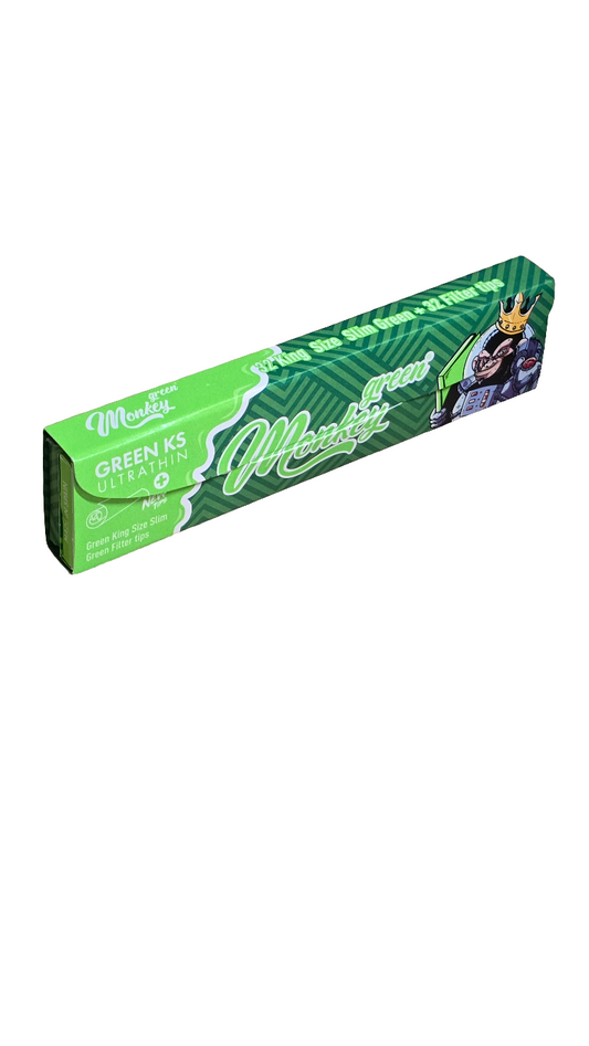 Monkey King Minty Green Flavour King Size Slim Paper + Tips - 10 Pack