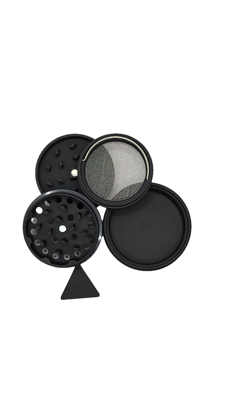 Herb Grinder 2.5 inch (63.5mm) 4 Piece Black Aluminum