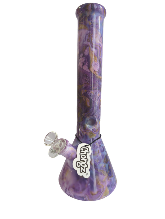 Chongz Glass 35cm 5mm "Tye Dye" Purple Waterpipe