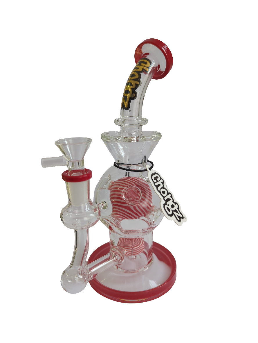 Chongz 24cm "Big Balls" Red Accent Glass Waterpipe