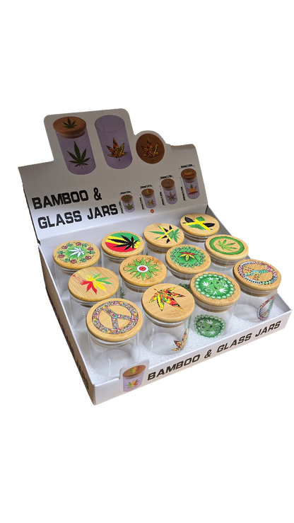 Clear Bamboo Top Glass Jars (50x 68mm)