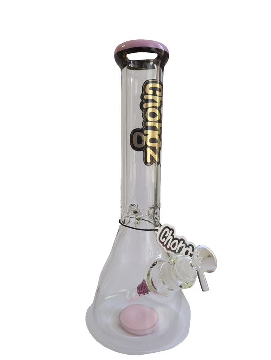 Chongz Glass 35cm "Vic" 9mm Pink Accent Waterpipe