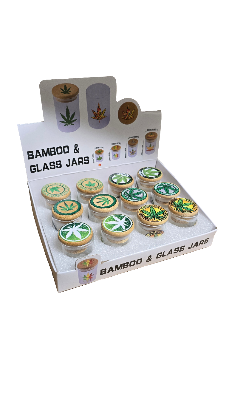 Clear Bamboo & Glass Jars (48 x 40mm)