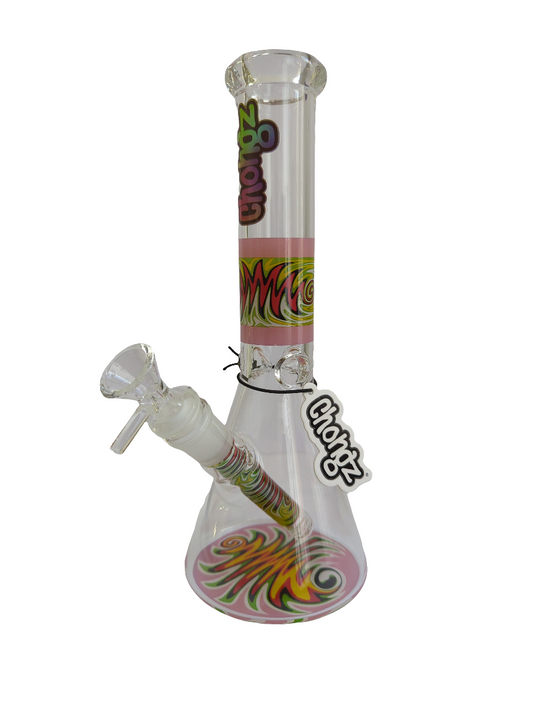 Chongz Glass 25cm "Freak Scene" 5mm Glass Beaker - Pink