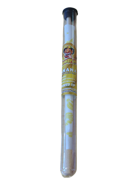 HoneyPuff Flavoured Pre-Rolled Cones With Wood Tip - Banana 3pc - Single Pack