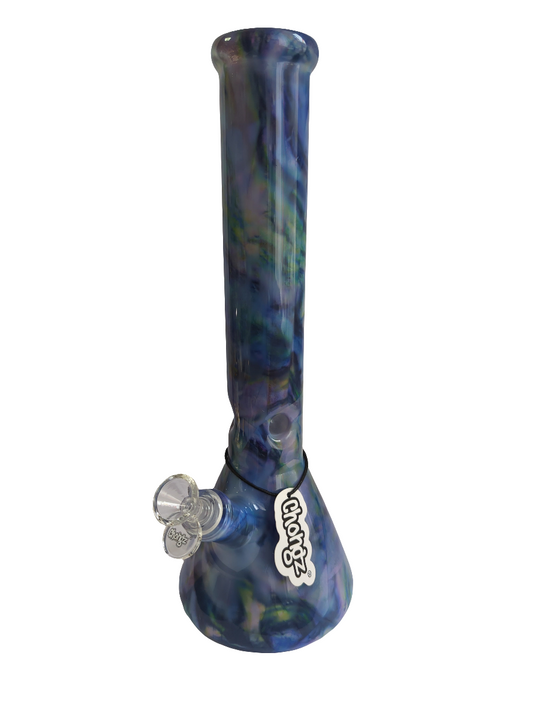 Chongz Glass 35cm 5mm "Tye Dye" Blue Waterpipe
