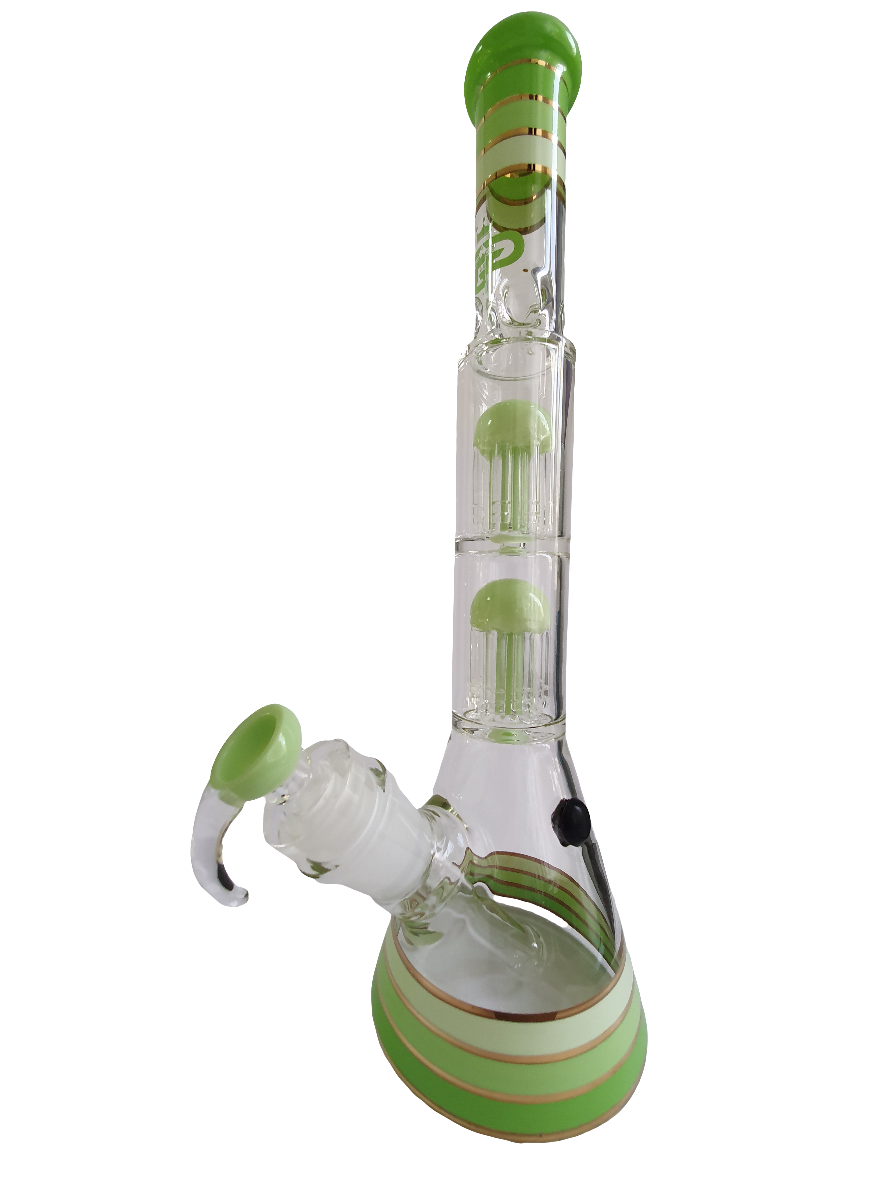 Grace Glass Golden Line Green Beaker Bong H:46cm - :50mm Socket:29.2mm