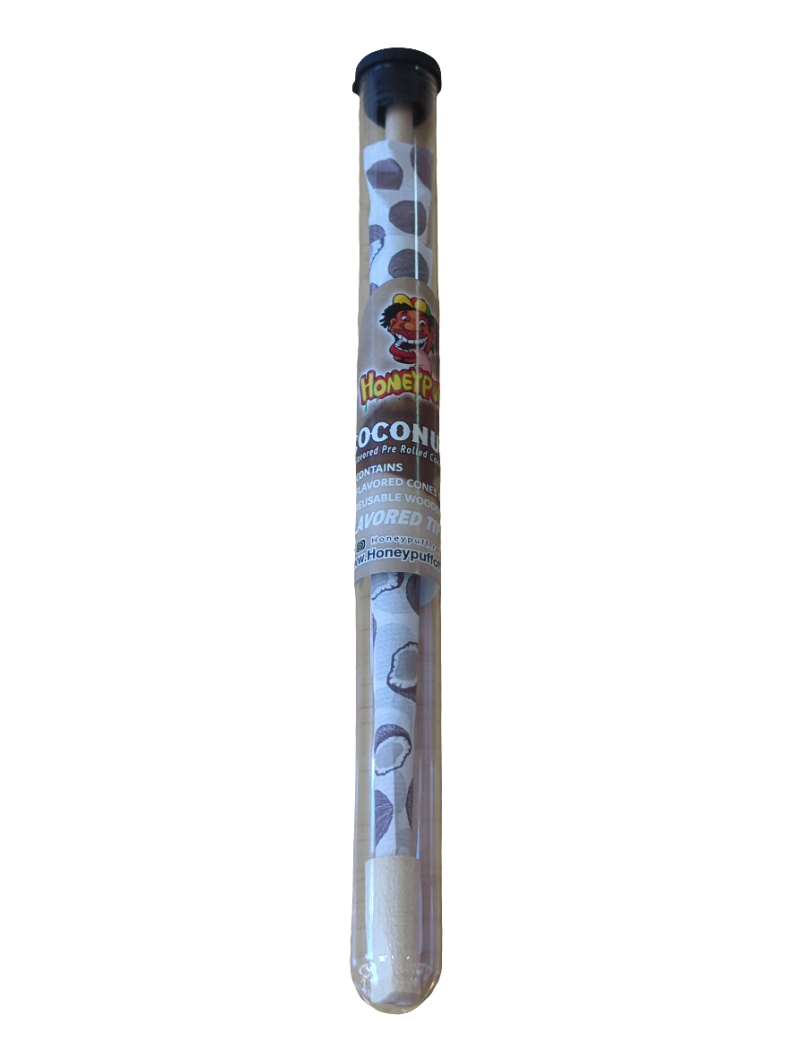 HoneyPuff Flavoured Pre-Rolled Cones With Wood Tip - Coconut 3pc - Single Pack