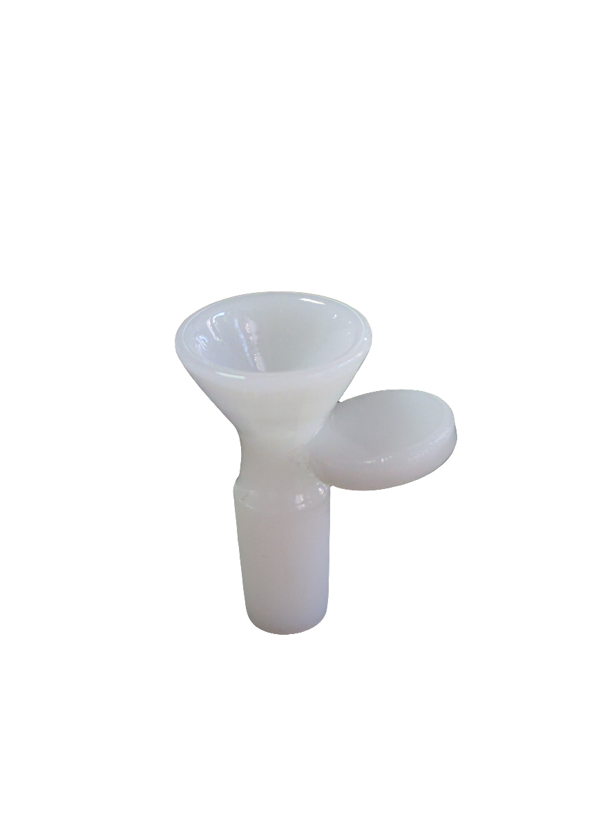 White Glass Cone with Short Handle 14mm
