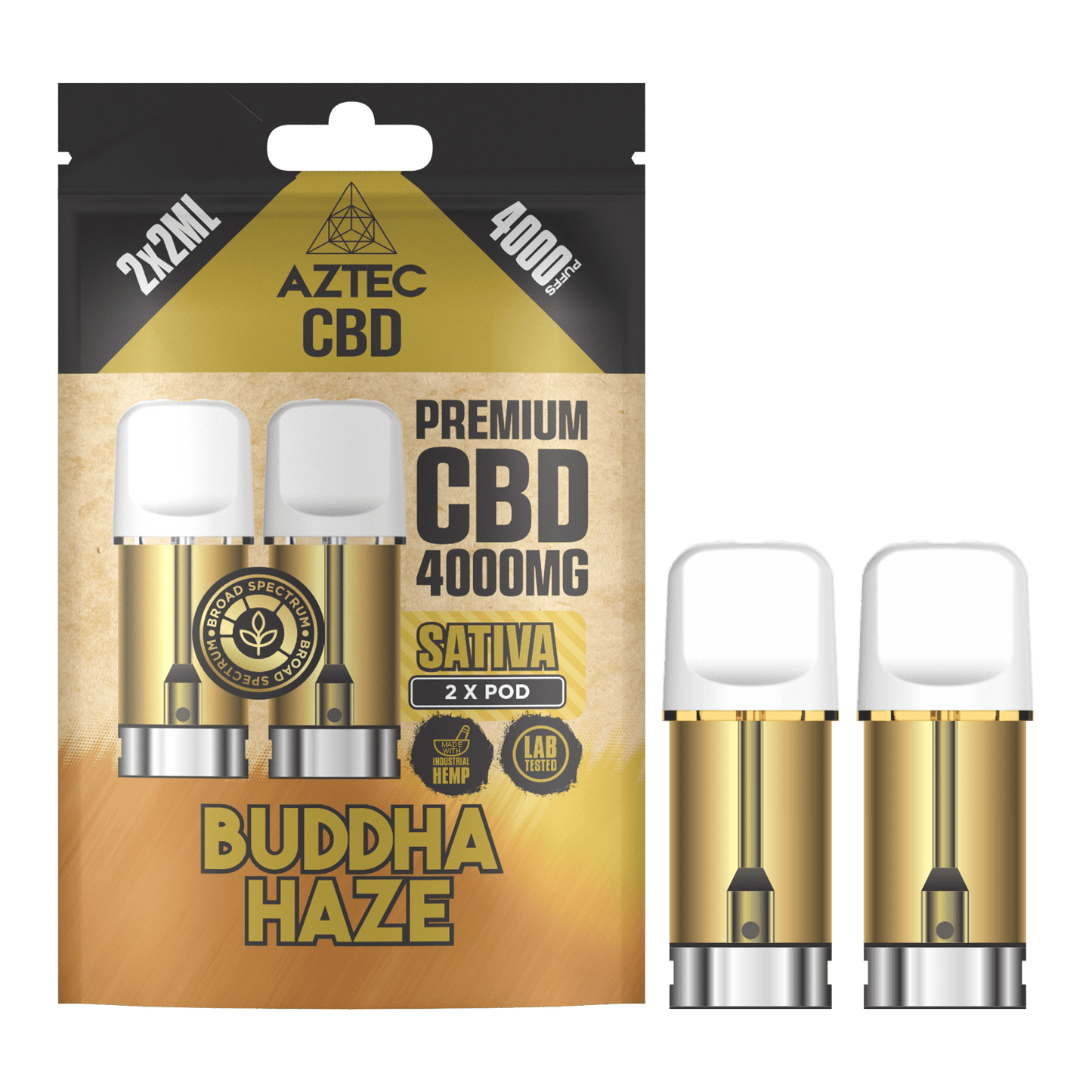 Aztec CBD 4000mg Broad Spectrum CBD Pods 2ml 4000 Puffs - 2 Pcs - Buddha Haze