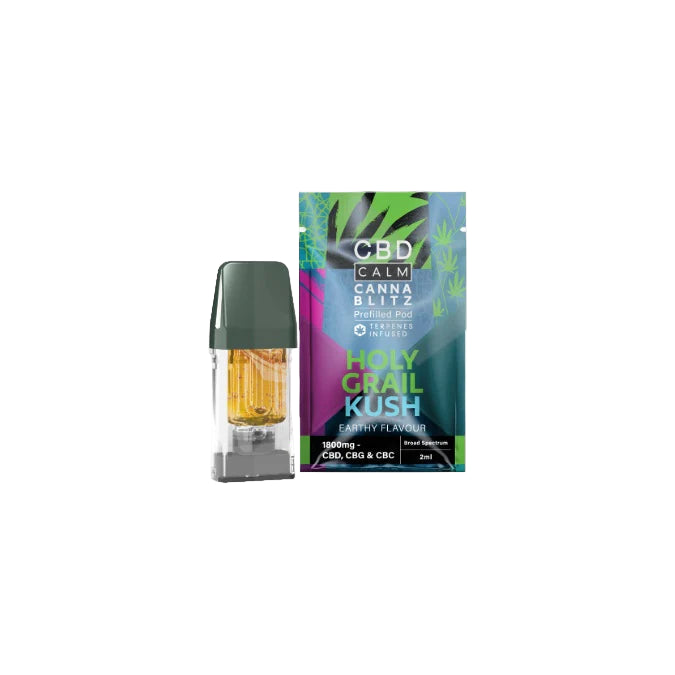 CBD Calm CANNABLITZ 1800mg CBD + CBG + CBC Prefilled Pod - Holy Grail Kush