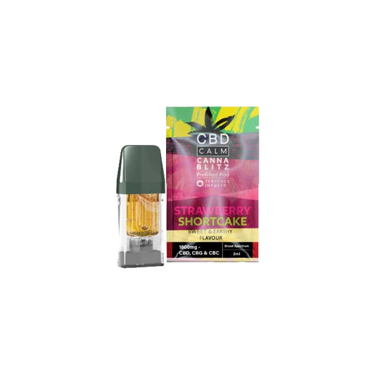 CBD Calm CANNABLITZ 1800mg CBD + CBG + CBC Prefilled Pod - Strawberry Shortcake