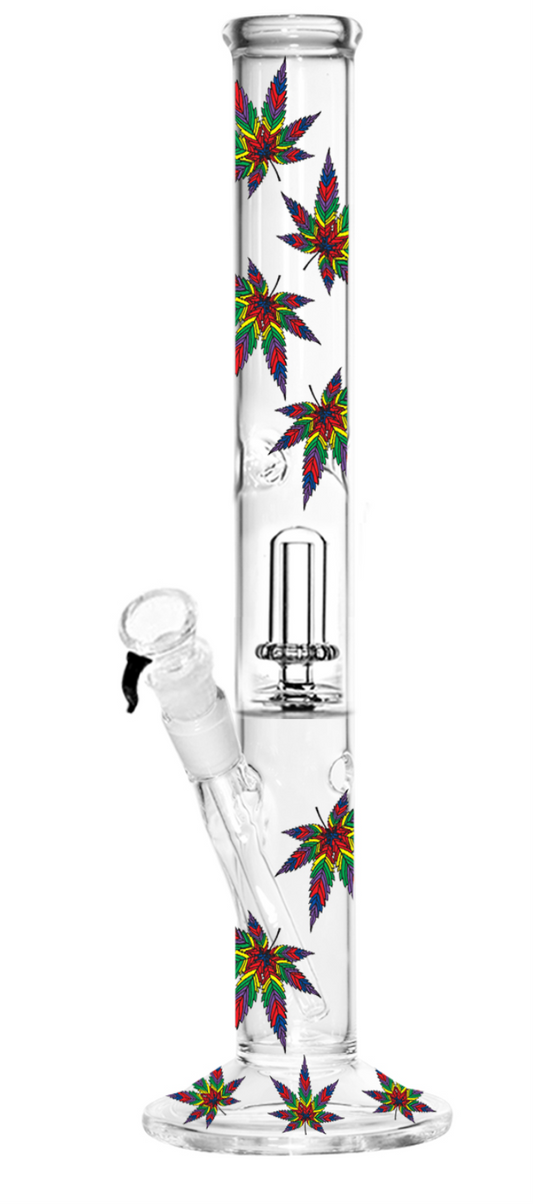 40cm Glass Leaf Perc Waterpipe - Straight